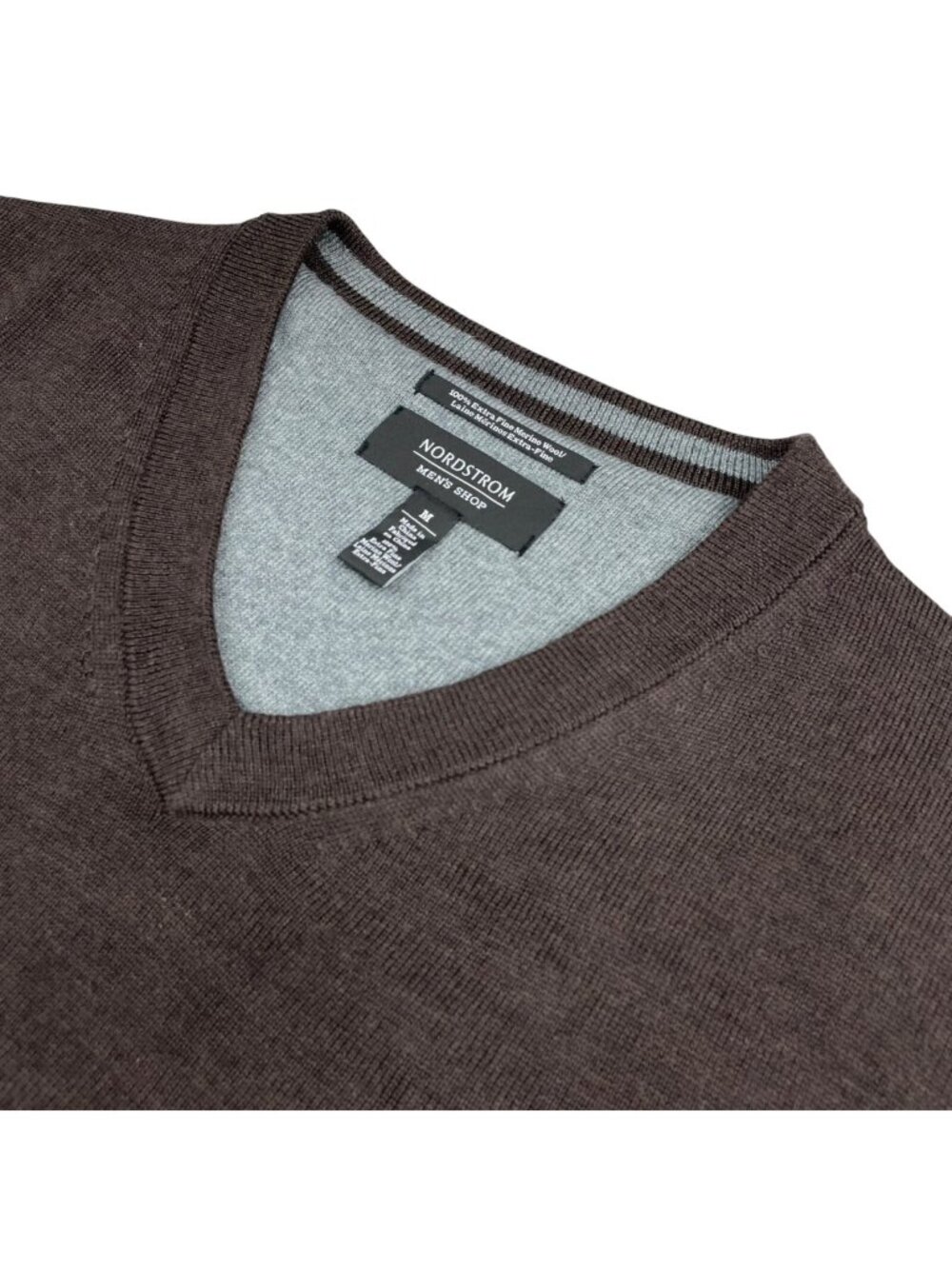 Nordstrom Men's 100% Wool V-Neck Pullover Sweater Brown • Medium